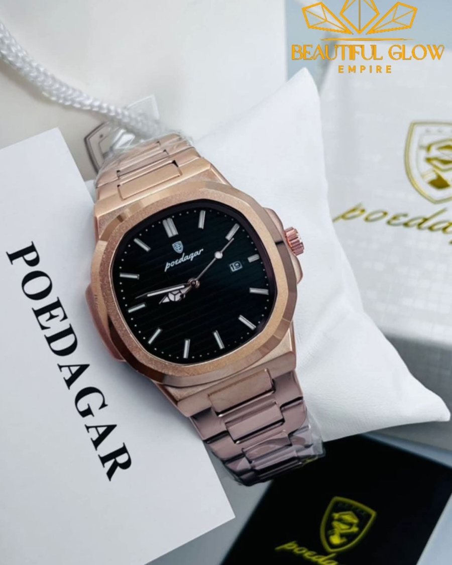 Poedagar wristwatch, Rose Gold, Black Dial