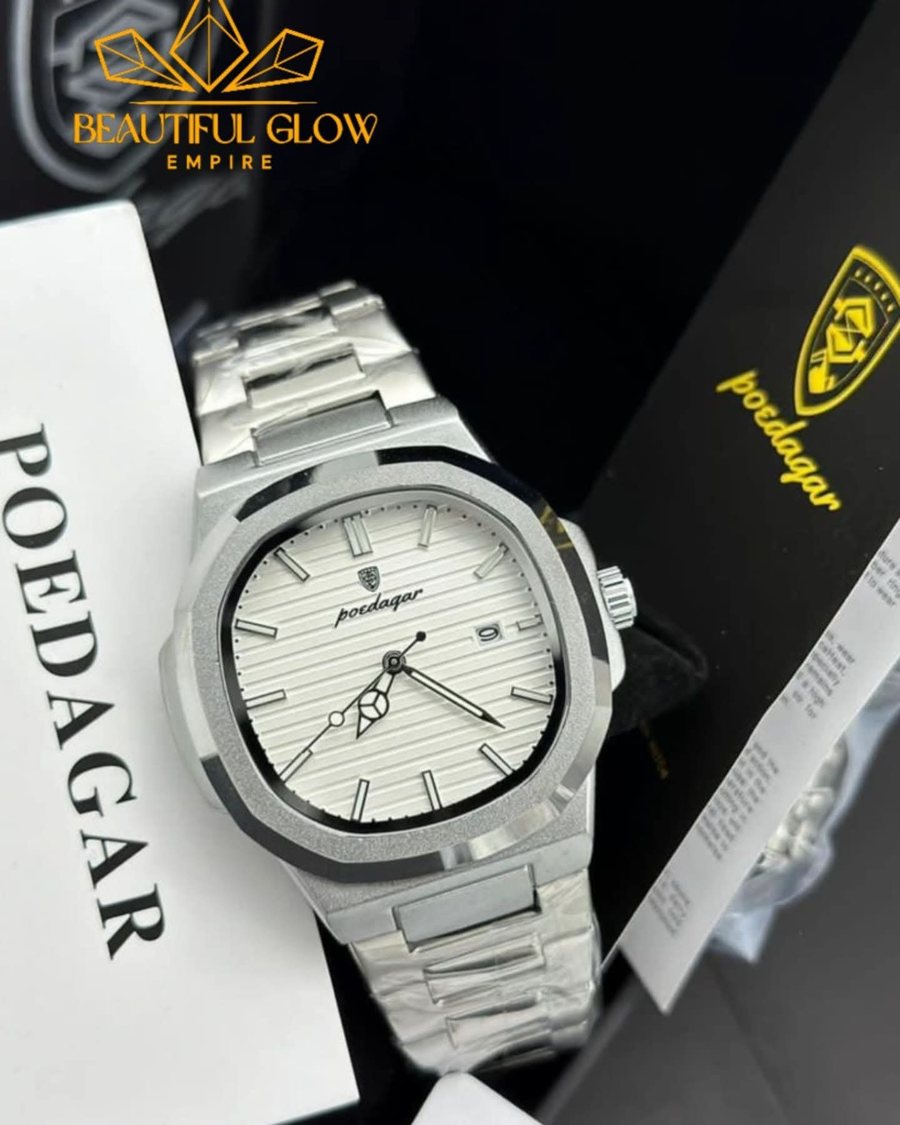 Poedagar wristwatch, Silver, White Dial